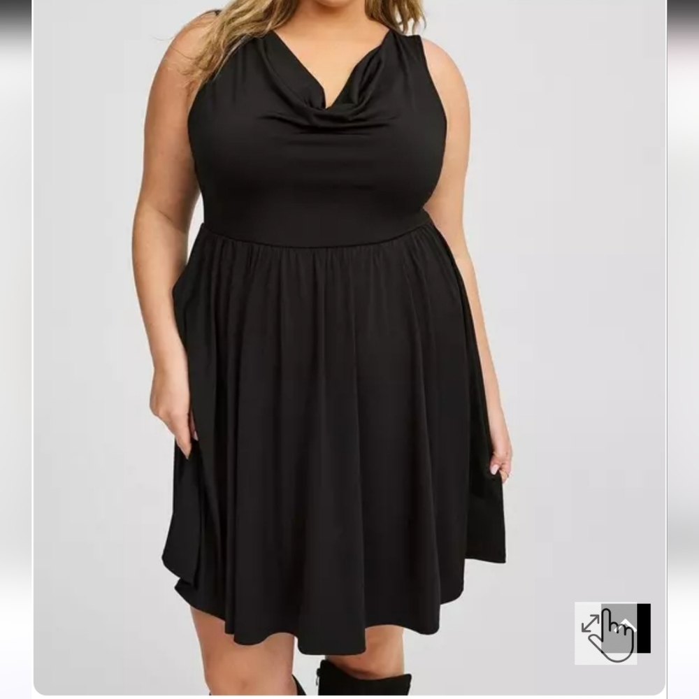 NWOT Torrid Black Sleeveless Cowl Neck Mini Dress